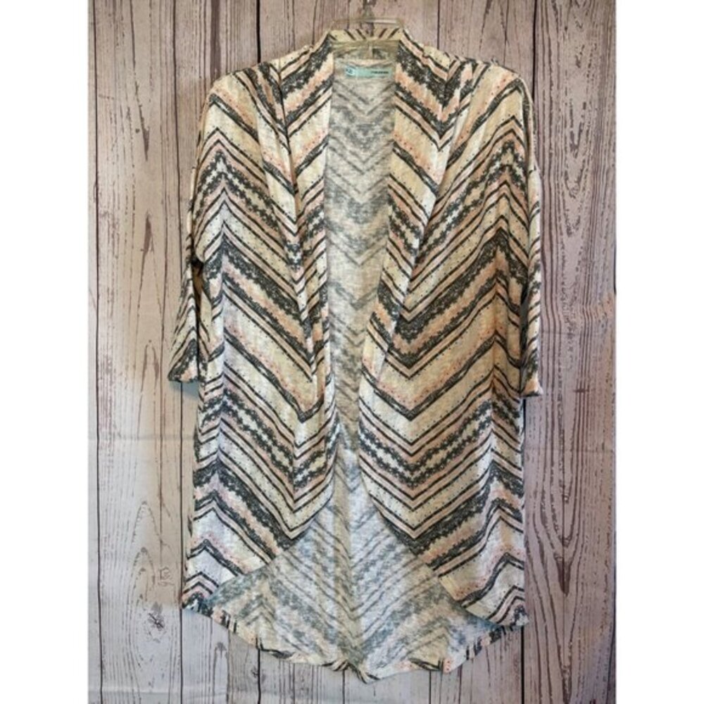 Maurice’s Gray & Pink Lightweight Knit Cardigan Sweater 3/4 sleeve Size Medium